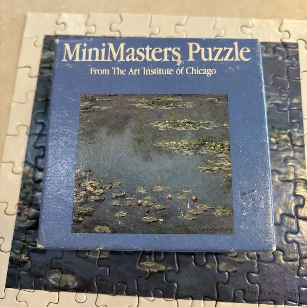 Mini Masters Monet Water Lilies Jigsaw Puzzle 7”X 7” Complete 81 pcs Vintage